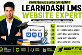 build learndash wordpress lms, elearning lms website and fix learndash lms bug