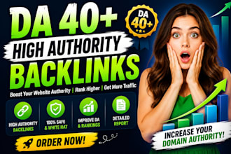 increase your domain authority da 40plus  with high authority SEO backlinks