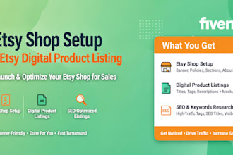 etsy shop setup etsy digital product listing