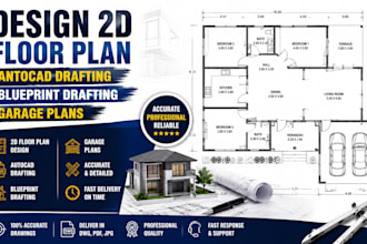 design 2d floor plan autocad drafting blueprint drafting garage plans