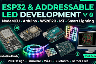 do esp32 nodemcu arduino, addressable led, ws2812b iot and smart lighting system