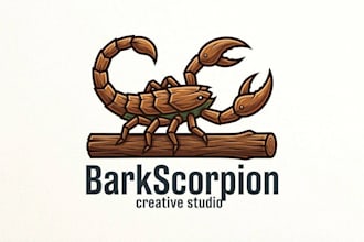 design cool, creative bark scorpion mascot logo with original concept