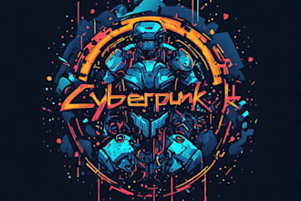 create an impressive futuristic cyberpunk logo