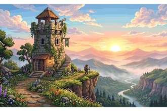create 16bit retro pixel art game background environment aseprite animation