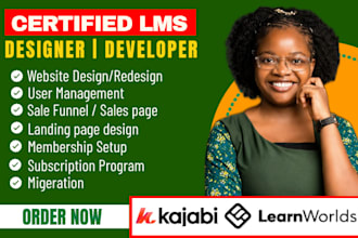 design kajabi learnworlds elearning website redesign learnworlds online course