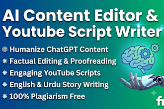 do professional ai content editing and youtube script writing