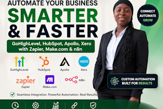 automate gohighlevel, hubspot, apollo, xero with zapier, make com and n8n