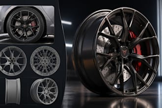 do realistic 3d car wheels, rims, car modeling, cad design and 3d vehicle part