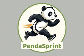 do creative running panda mascot logo with free revisions and vector file