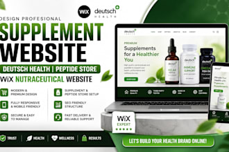 design supplement website deutsch health peptide store wix nutraceutical website