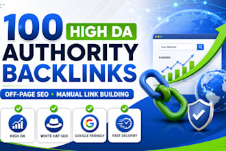 build 100 high da authority off page SEO backlinks