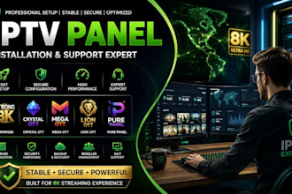 setup stable panel strng8k, crystal, mega ott, lion ott, pure panel with support