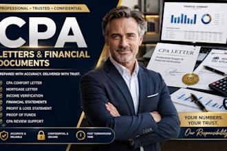 prepare CPA letter, comfort letter, mortgage letter and income verification