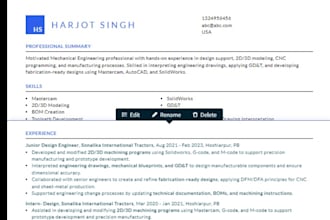 create resume as customer requirements