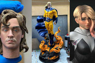 3d print and paint anime figure miniature painting  3d bust head or resin print