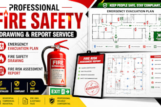 do fire safety drawing emergency evacuation plan, fire assessment fra report