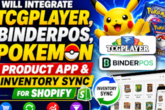 integrate tcgplayer, binderpos, pokemon catalog, inventory sync shopify store