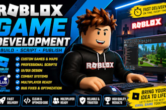 develop roblox game, roblox scripting, map, gui, roblox full game, roblox studio