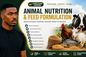 formulate animal feed and livestock diets, feeding guides, for all animal