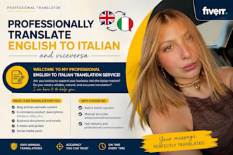 professionally translate english to italian or italian to english manually