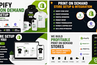 set up a shopify print on demand store with printify printful and customily