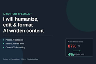 humanize, edit, and format ai written content
