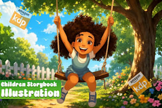 create children book illustration, character design, book design for amazon KDP