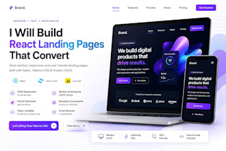 develop a custom react landing page for your brand