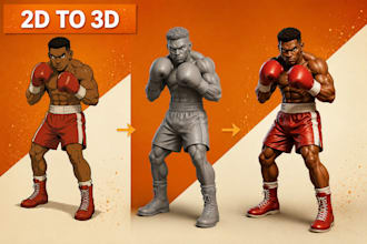convert 2d image sketch photo to realistic 3d model stl for 3d printing