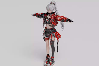 3d stylized model, 3d avatar character, vrchat rig, game character, humanoid rig