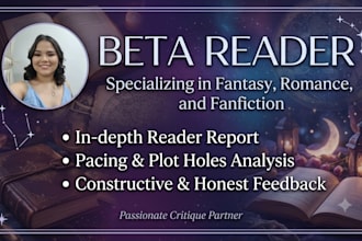 be your beta reader for fantasy romance and fanfiction
