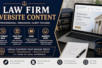 create professional law firm website content and legal faqs