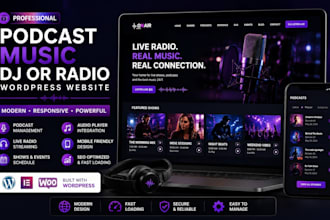 build a professional podcast music dj or radio streaming wordpress website