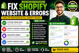 fix shopify website, custom theme bugs, shopify checkout error, inventory error