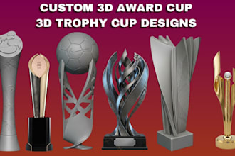 custom 3d trophy and award design with high quality rendering stl and 3mf