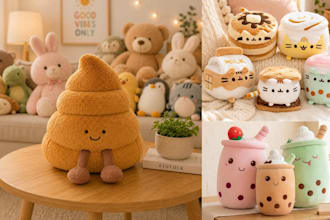 design custom kawaii plush toy, amigurumi doll and 3d plushie character concepts