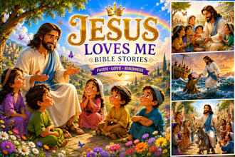 create christain bible illustration, bible comic storybook and children book kdp