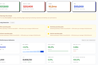 set up your startups burn rate and runway dashboard