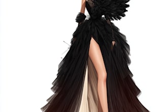 draw a fashion illustration , sketch , model