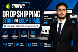build a turnkey shopify dropshipping store or high converting ecom brand