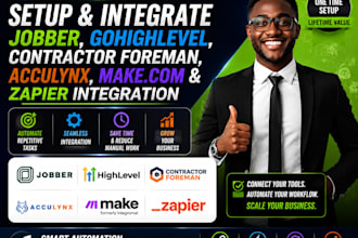 setup jobber gohighlevel contractor foreman acculynx makecom zapier integration
