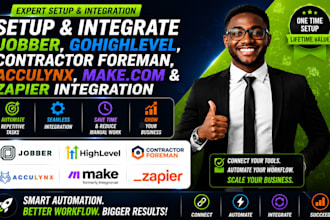 setup jobber gohighlevel contractor foreman acculynx makecom zapier integration