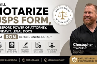 notarize all minor consent form, usps form 1583, poa, affidavit, lease agreement