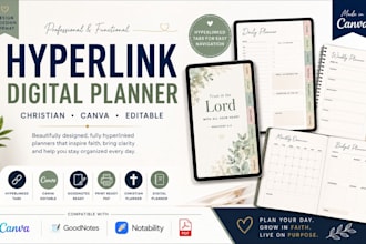 design redesign hyperlink planner christian planer digital planner,canva planner