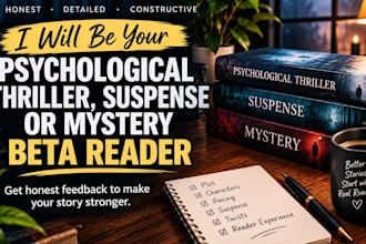 beta, read your psychological thriller, suspense, or mystery novel