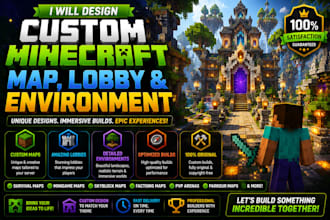 design custom minecraft map, minecraft lobby and environment for your server