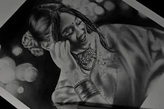 draw a realistic hand drawn pencil portrait from your photo