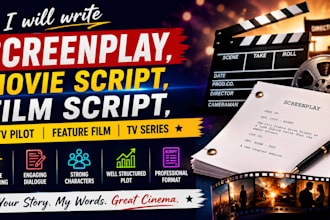 write screenplay, movie script, film script, tv pilot, feature film, tv series
