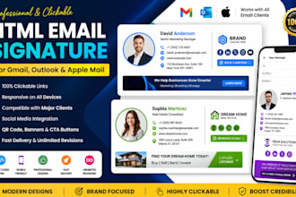 design clickable HTML email signature for gmail outlook html design apple mail