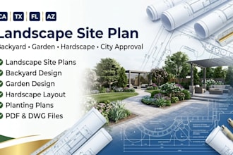 ca tx fl az landscape site plan backyard garden hardscape city approval